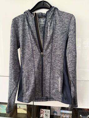 Brooks Heather Navy Full-Zip Hooded Running Jacket